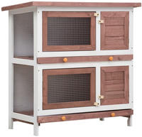Kaninchenstall 4 T&uuml;ren Braun Holz - Vidaxl