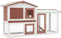 vidaXL Gro&szlig;er Kaninchenstall Braun und Wei&szlig; 145x45x84 cm Holz