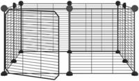 vidaXL 8-Panel-Haustierk&auml;fig mit T&uuml;r Schwarz 70x70x35 cm Stahl