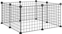 vidaXL 8-Panel-Haustierk&auml;fig Schwarz 70x70x35 cm Stahl