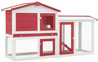 vidaXL Gro&szlig;er Kaninchenstall Rot und Wei&szlig; 145x45x84 cm Holz