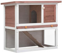 vidaXL Kaninchenstall 1 T&uuml;r Braun Holz