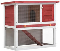 vidaXL Kaninchenstall 1 T&uuml;r Rot Holz