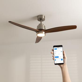 CREATE WINDSTYLANCE DC Nickel & dunkles Holz mit Licht WLAN