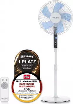 Brandson Standventilator DC Motor mit Fernbedienung und LED Display – Brandson Standventilator mit Fernbedienung für komfortable Raumbelüftung
