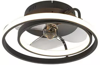 QAZQA Kees LED Deckenventilator Ø46.5cm, Stahl, Schwarz (105747)