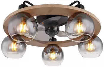 Globo Deckenventilator mit Leuchte Holz Rauchglas Fernbedienung Timer