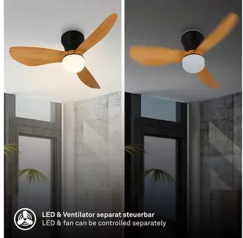 Briloner LUFITO Deckenventilator mit LED dimmbar CCT 78x26cm 15W 2050lm (30965223-0) – Anpassbare Helligkeit und Lichtfarbe für jede Tageszeit