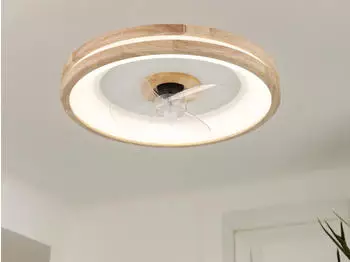 Globo Gatian Deckenventilator mit LED-Licht, Fernbedienung, Ø50cm, weiß-holz (03650)