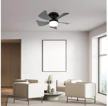Globo Hines Deckenventilator LED, schwarz-grau, Ø40,6cm, Fernbedienung (03609A) – Flexible Steuerung ohne Wandschalter-Montage