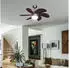 ETC Shop Deckenventilator mit LED 7W 600lm, Zugschalter, Vor-/Rücklauf, Ø75cm, Holz