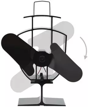 vidaXL Ofenventilator w&auml;rmebetrieben 2 Bl&auml;tter schwarz (51235)