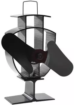 vidaXL Ofenventilator wärmebetrieben 2 Blätter schwarz (51235) – Robustes Aluminiumgehäuse für langlebigen Betrieb