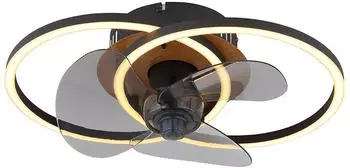 Globo Deckenventilator mit LED-Leuchte Holzoptik schwarz dimmbar CCT 24W 42cm