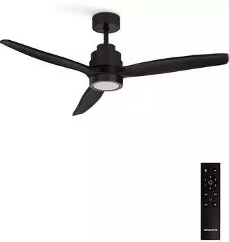 CREATE Windstylance Natural Wood S Deckenventilator mit Beleuchtung, 40W, Ø112cm, schwarz (WINDSTYLANCE NATURAL WOOD S)