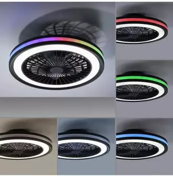 JUST LIGHT Brandon LED-Deckenventilator RGBW CCT dimmbar Ø46,5cm Fernbedienung (Brandon) – Variable Lichtsteuerung für jede Tageszeit