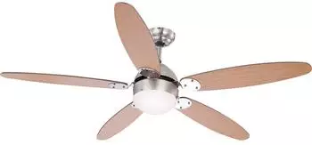 Globo Deckenventilator mit Beleuchtung, Fl&uuml;gel wendbar braun/graphit, &Oslash;132cm, Zugschalter, E14