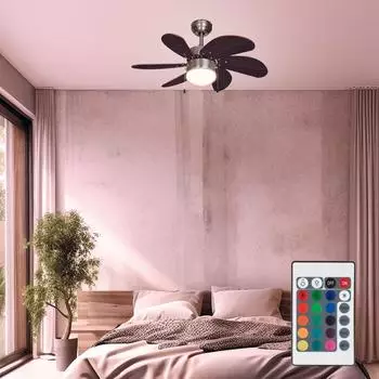 ETC Shop Deckenventilator RGB LED 4,8W Vor-Rücklauf Fernbedienung Ø75cm