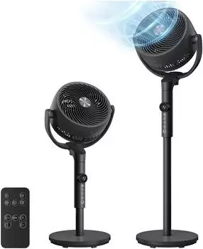 Songmics Standventilator 15 Geschwindigkeiten, Fernbedienung, Timer, 20dB, schwarz