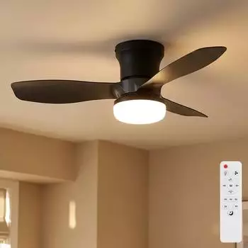 Globo Irwin Deckenventilator LED dimmbar mit Fernbedienung, schwarz, 61cm (03669)
