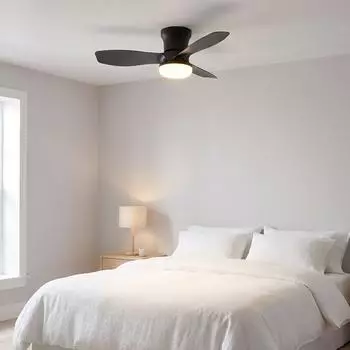 Globo Irwin Deckenventilator LED dimmbar mit Fernbedienung, schwarz, 61cm (03669) – Dimmbares Licht und Timer für flexiblen Einsatz