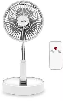 Jocca Foldable battery-powered pedestal fan white