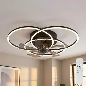 Globo ALIA LED-Deckenventilator dimmbar, schwarz, Metall (ALIA) – Globo ALIA Deckenventilator mit Fernbedienung und LED-Licht
