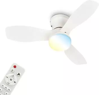 Briloner Deckenventilator mit LED-Licht, dimmbar, CCT, Fernbedienung, wei&szlig; (3964016)
