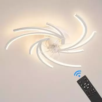 Eurotondisplay Deckenventilator mit LED-Beleuchtung, Fernbedienung, 6 Geschwindigkeiten (2042YT-3W)
