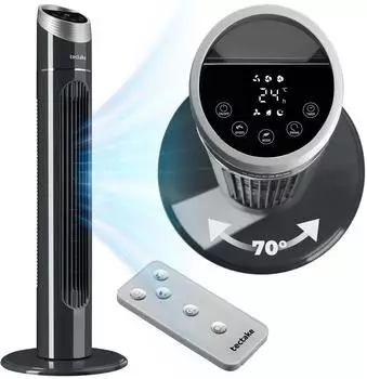 TecTake Turmventilator oszillierend, 3 Modi, Fernbedienung, Timer, 90cm, anthrazit