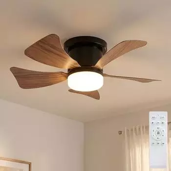Globo Wood effect LED ceiling fan 40.6 cm