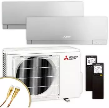 Mitsubishi Electric Multisplit-Klimaanlage MXZ-2F42VF4 + 2 x MSZ-EF25VGK + Quick-Connect silber