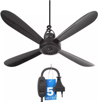 Bestlivings Mobiler Deckenventilator &Oslash;40cm, 5W, 25dB, 5m Kabel mit Schalter (28272)