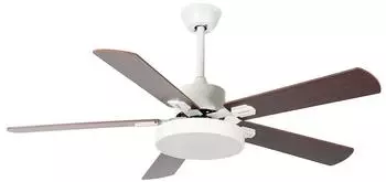 ETC Shop Deckenventilator weiß/braun, LED 1750lm CCT, Fernbedienung, Ø130cm (1579012)