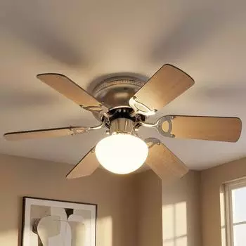 Globo LED-Deckenventilator nickel matt, Glas, &Oslash;76cm, 320lm warmwei&szlig;