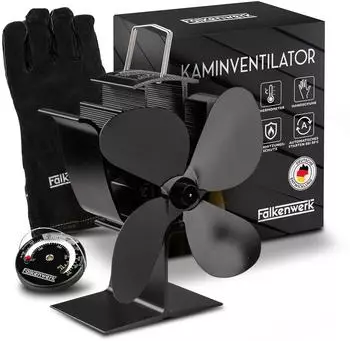 FALKENWERK Ofenventilator ohne Strom, 4 Flügel, wärmebetrieben (FAL-OV1000-01)