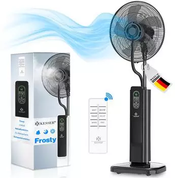 Kesser Frosty Standventilator mit Ultraschall-Spr&uuml;hnebel, Fernbedienung, schwarz