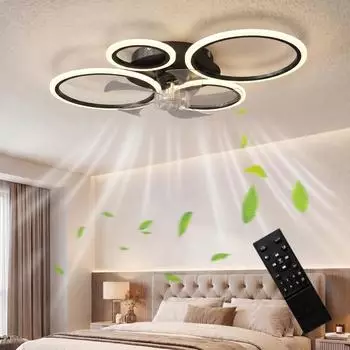 HomCom Deckenventilator mit LED-Licht, DC Motor, 3 Farbtemperaturen, schwarz (B31-647V00BK)