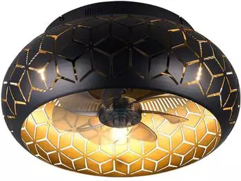 Meine Wunschleuchte Deckenleuchte mit Ventilator & Fernbedienung, schwarz-gold, &Oslash; 50cm, E27 (R61LM574080)