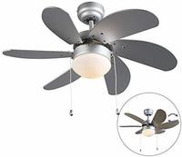 Qazqa Modern Deckenventilator - Fresh - Grau, Rund, Holz, Leise Motor, 77.5cm,...