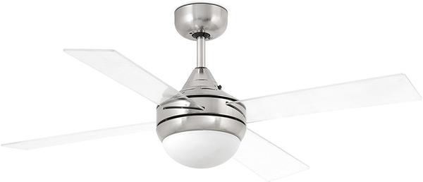 Faro Mini Icaria Matt Nickel Transparent Ceiling Fan