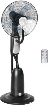 Homcom Standventilator mit Wasserzerstäuber schwarz 44,5 x 120 cm (ØxH) Ventilator mit Fernbedienung Ventilator mit 3 Modi