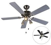 Qazqa Modern Deckenventilator - Mistral - Grau, Rund, Holz, 110cm, Ideal als