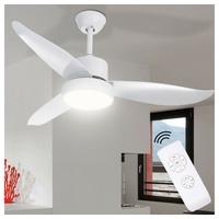 ETC Shop LED Decken Design Ventilator Wohn Raum Lüfter weiß 3 Stufen Fernbedienung Timer Lampe