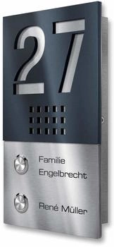 Metzler aus V2A Edelstahl Zweifamilienhaus Klingel + Gravur (localization-B086SZHG2K)