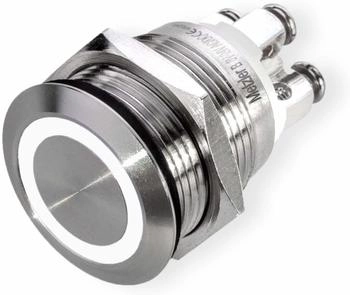 Metzler Drucktaster LED-Taster Einbau 19mm Edelstahl Wei&szlig; (EJ19_Ama-004)