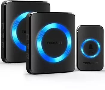 TeckNet Tragbares Funkklingel Set 2 Plug-In-Empfänger + Sender
