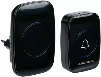 Grundig Drahtlose T&uuml;rklingel Set 300m Reichweite, 60 T&ouml;ne, LED, schwarz