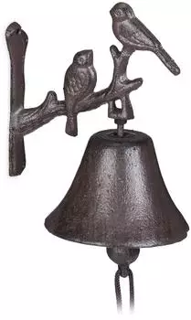 Relaxdays T&uuml;rglocke Gusseisen Vogelmotiv, dunkelbraun (10x16x13cm)