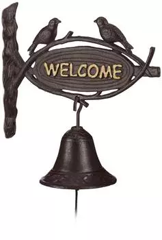 Relaxdays T&uuml;rglocke "Welcome" Gusseisen antik, 2er-Set